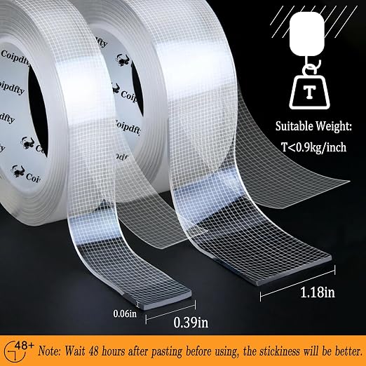 Double Sided Tape Heavy Duty for Wall Decor No Damage to Paint, Nano Two Sided - Image 3