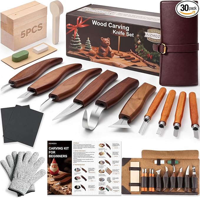 Wood Carving Kit for Beginners – 25pcs Whittling Knife Kit Wood Carving Tools by Unknown