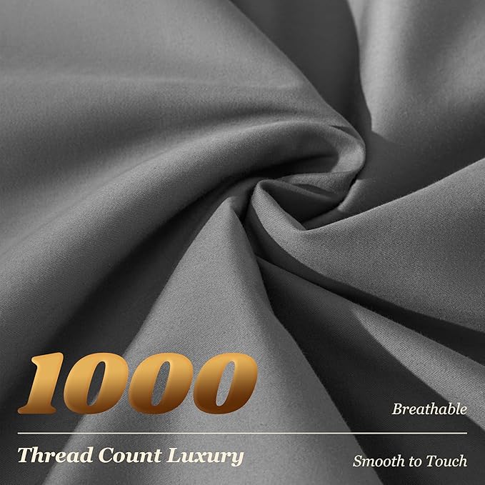 LBRO2M 100% Cotton Sheets Set Deep Pocket 24", 1000 Thread Count Queen Size 4 - Image 4