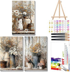 Mandun 3 Pack Paint by Numbers for Adult, Farmhouse Paint by Numbers Kit for by MANDUN