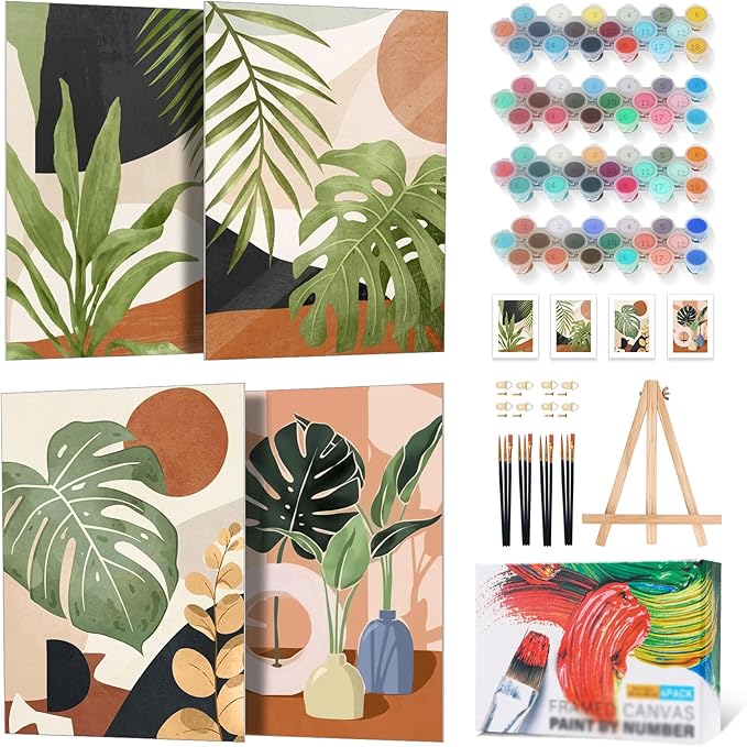 4 Pack Framed Paint by Numbers Kit by Yezavesu