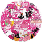 50 Pcs Clear PET Pink Halloween Stickers Decals - Image 7