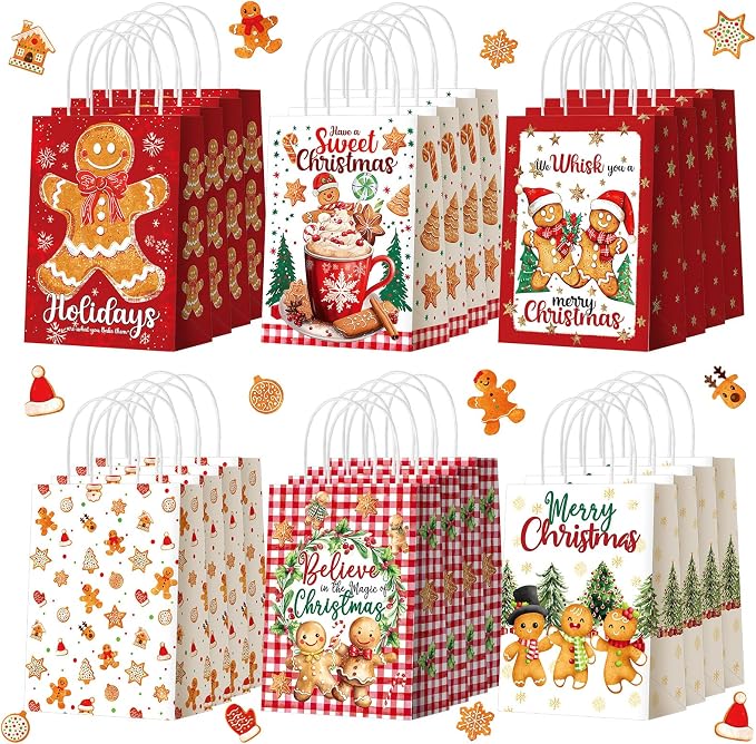 Kolldenn 24 Pcs Christmas Gingerbread Party Favors Bags Christmas Goodie Gift by Unknown