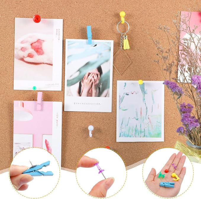BESARME 200 Pcs Push Pins for Bulletin Board, Thumb Tacks for Cork Board | - Image 3