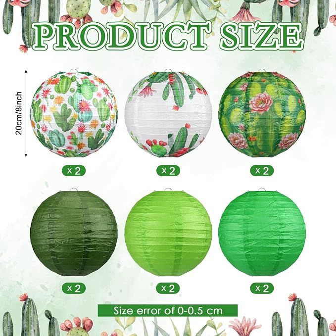 Panelee 12 Pcs Summer Cactus Party Decorations Mexican Themed Succulent Plant - Image 2