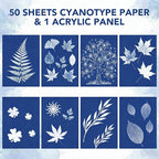 Cyanotype Kit with 50 Sheets Sun Print Paper & Acrylic Panel, Solar Printing - Image 3