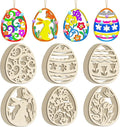36PCS Wooden Easter Ornaments to Paint, 6 Styles DIY Blank Unfinished Wood Egg by Sophena