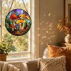 Jungle Mushrooms Acrylic Suncatcher Faux Stained Glass Window Hanging 6.3" | - Image 3