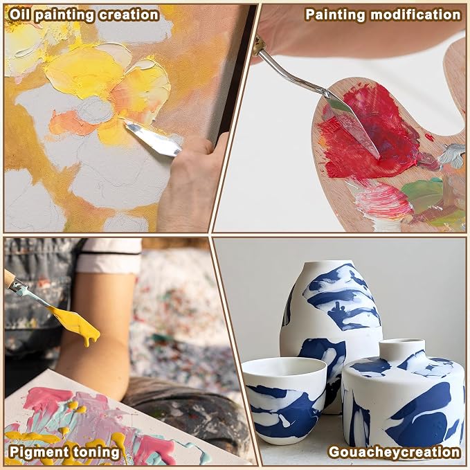 Pallet Knife for Acrylic Paint, 7 Pieces Palette Knife Set Stainless Steel - Image 7
