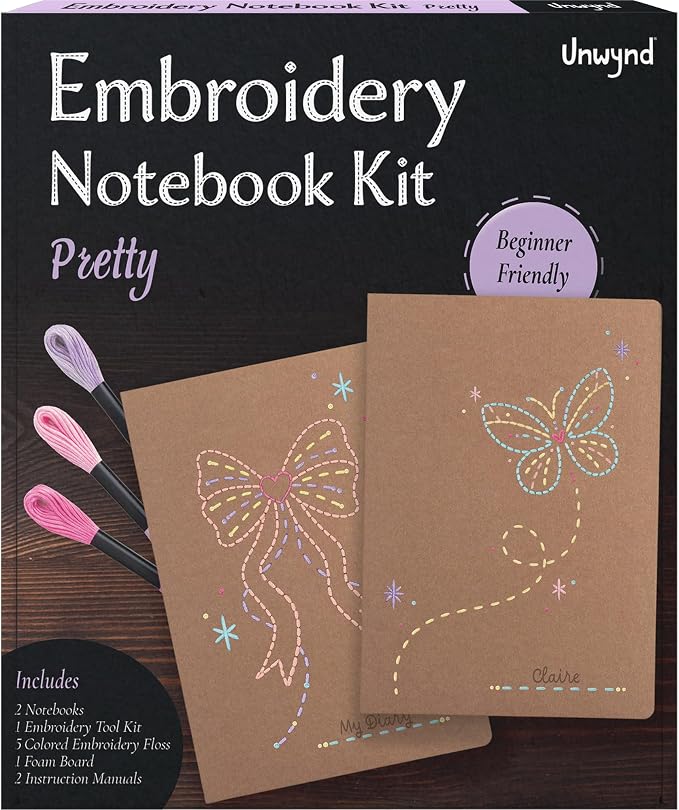 Unwynd Embroidery Notebook Kit Pretty, Embroidery Kit by Unwynd