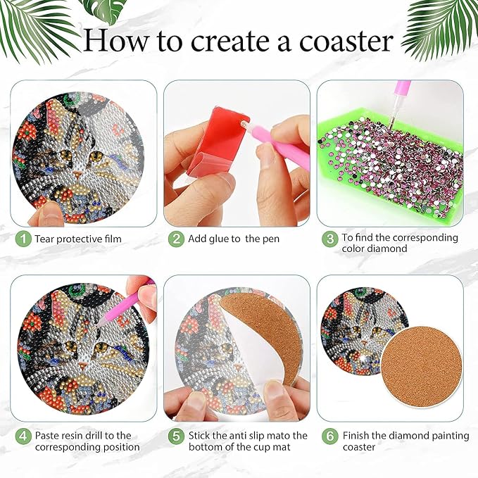 EWJRNSF 6 PCS Diamond Art Coasters Kit - Image 3