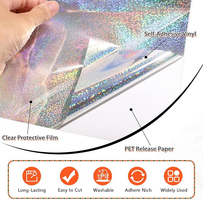 WRAPXPERT Holographic Silver Permanent Vinyl - Image 6