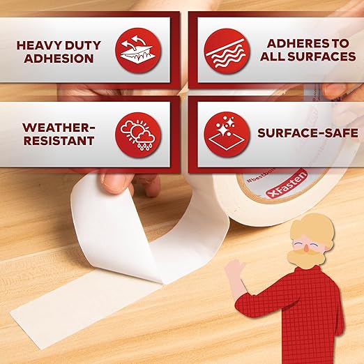 XFasten Double Sided Tape, Removable and Residue-Free, 2-Inch x 30 Yards - Image 2