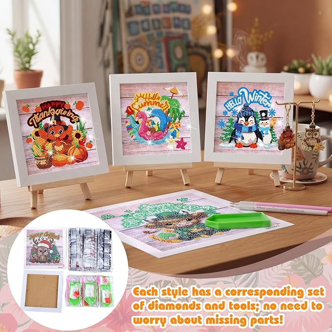 Trandraft 13 Pcs Animal Interchangeable Seasonal Diamond Art Kits - Image 2