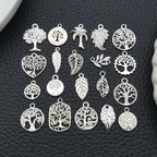 WOCRAFT 60pcs Bright Silver Tree Leaf Charms Bracelet Charms - Image 5