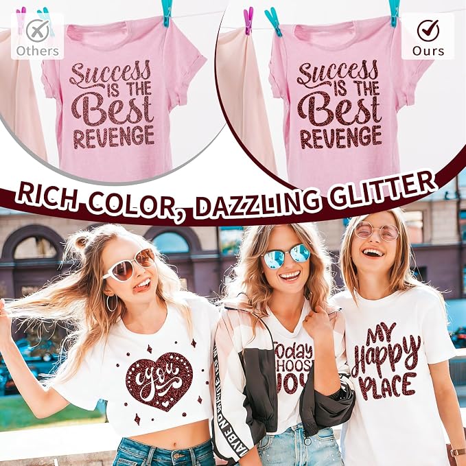 VINYL FROG Maroon Glitter HTV Vinyl Roll 10" x8ft Shimmer Iron on Vinyl | Wine - Image 2