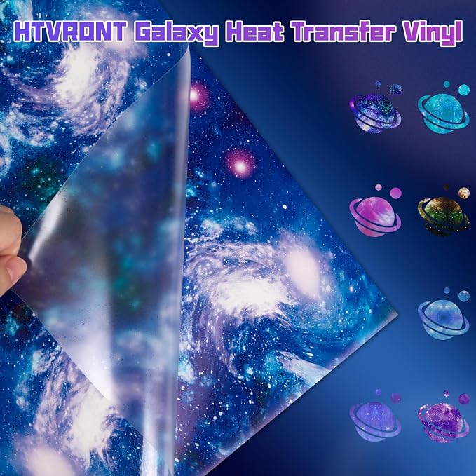 HTVRONT Galaxy Heat Transfer Vinyl, 7 Pack 12x10in Starry Sky Iron on Vinyl | - Image 5