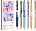 Taja Gel Pens, Floral Aesthetic 6 Pcs Quick Dry Black Gel Ink Pens, 0.5mm Fine by Taja