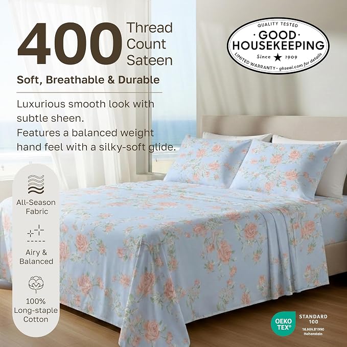 California Design Den Soft 100% Cotton Bed Sheets Twin XL Set, 400 Thread Count - Image 3