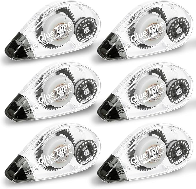 Gecork 6 Pack Double Sided Glue Tape Roller, Quick Dry Strong Adhesive by Gecork