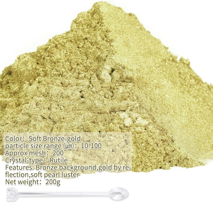 Mica Powder, 7.05OZ（200g）, Soft Bronze-Gold Mica Powder Pigment - Image 2