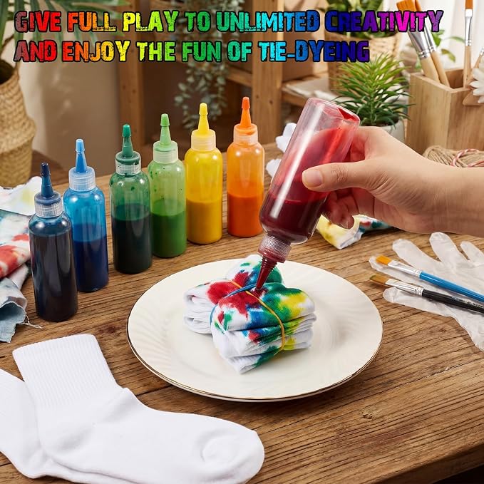 Syhood White Cotton Crew Socks for Tie dye Party Casual Soft Cushion Novelty - Image 3