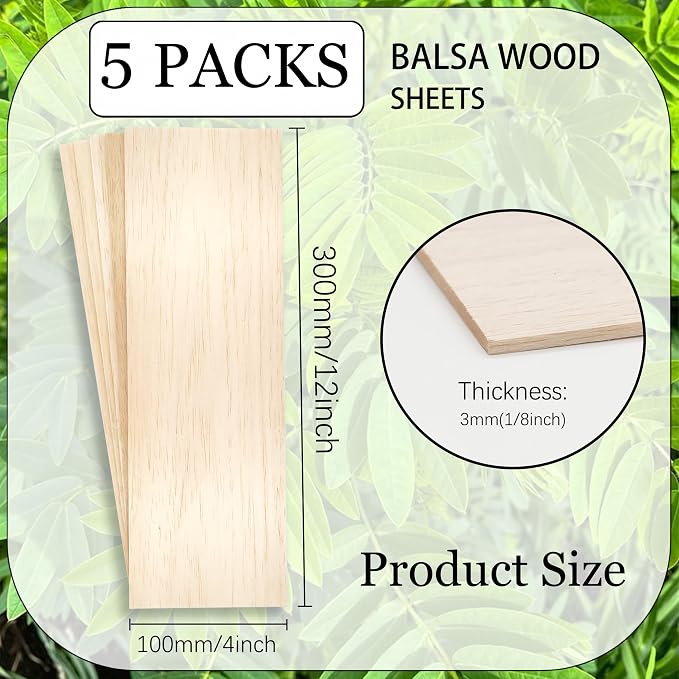 Balsa Wood Sheet 1/8" Inch Thick 12" x 4" Wooden Board - Image 2