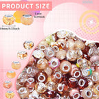 200Pcs Large Hole Beads Spacer Beads Champagne Assorted European Craft Big - Image 2