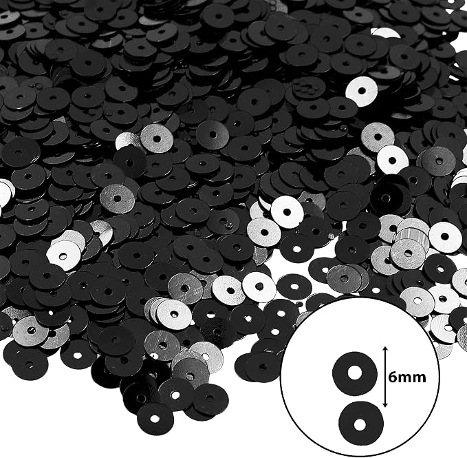 Mandala Crafts 6mm Flat Round Black Sequins - Image 3