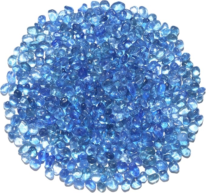QYGL 0.55LB Light Blue Clear Glass Pebbles, Tumbled Sea Glass Stones by QYGL
