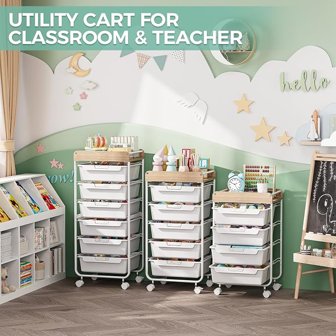 Utility Cart with Drawers, Craft Cart with 5 Drawers, Art Supply Organizer - Image 8