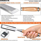 GREBSTK 4-Piece Ultra-Sharp Wood Chisel Set, CR-V Steel Beveled Blades - Image 4