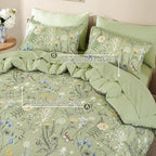Yiran Sage Green Floral Comforter Set Queen Size, 7 Piece Botanical Comforter - Image 5