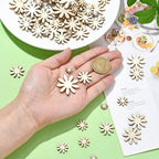300 Pcs 6 Styles Wooden Flower Cutouts Unfinished Floral Wood Hanging Ornaments - Image 3
