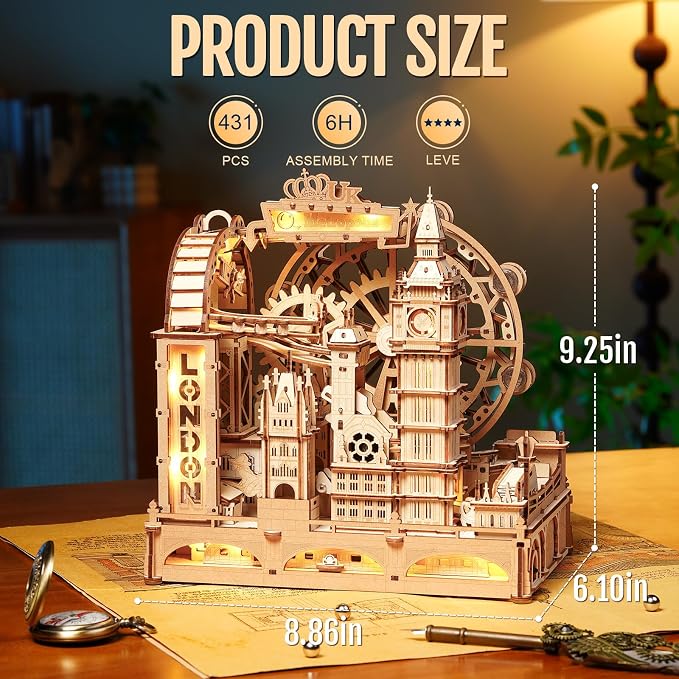 ROKR 3D Wooden Puzzles for Adults, Marble Travel London, 431Piece 3D Puzzles - Image 6