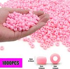 1000Pcs Pony Beads Bracelet 9mm Pink Plastic Barrel Pony Beads - Image 2