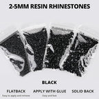 30200Pcs Black Rhinestones for Bedazzling, Mixed Sizes 2, 5mm Flatback Gems - Image 3