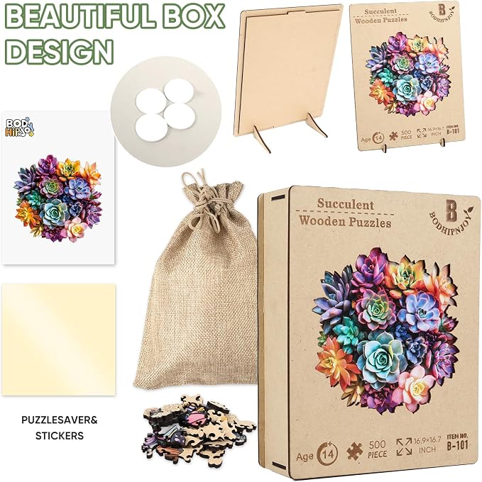 Bodhipnjoy 500 Pieces Puzzles for Adults, Succulent 5MM Thick Jigsaw Puzzle - Image 6