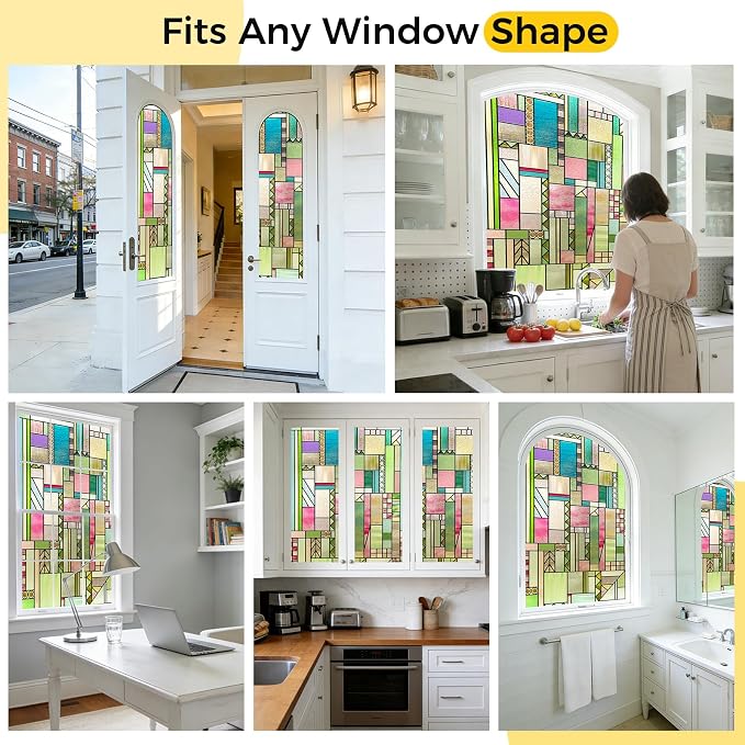 LuminManta 3D Stained Glass Window Privacy Film, Heat Control UV Blocking - Image 8