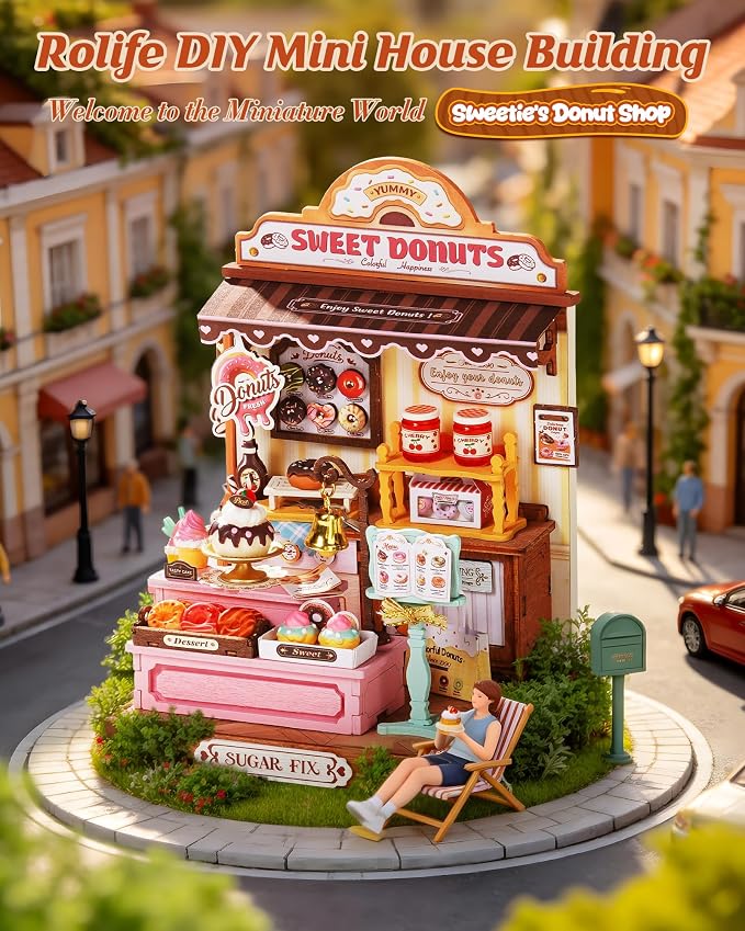 Rolife Miniature House Kits for Adults, Sweetie's Donut Shop Miniverse - Image 2