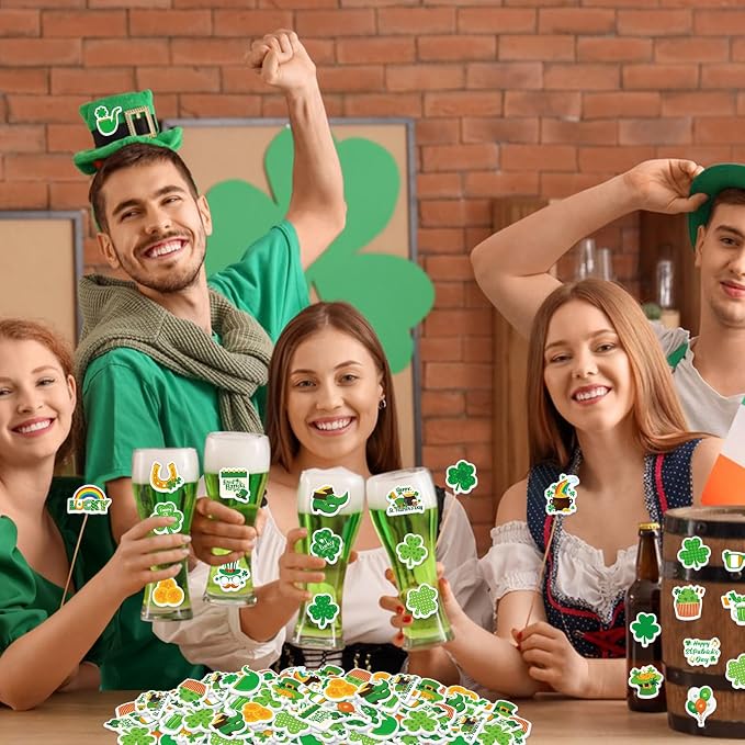 300Pcs St. Patrick’s Day Foam Stickers, Self-Adhesive Lucky Shamrock Clover - Image 3