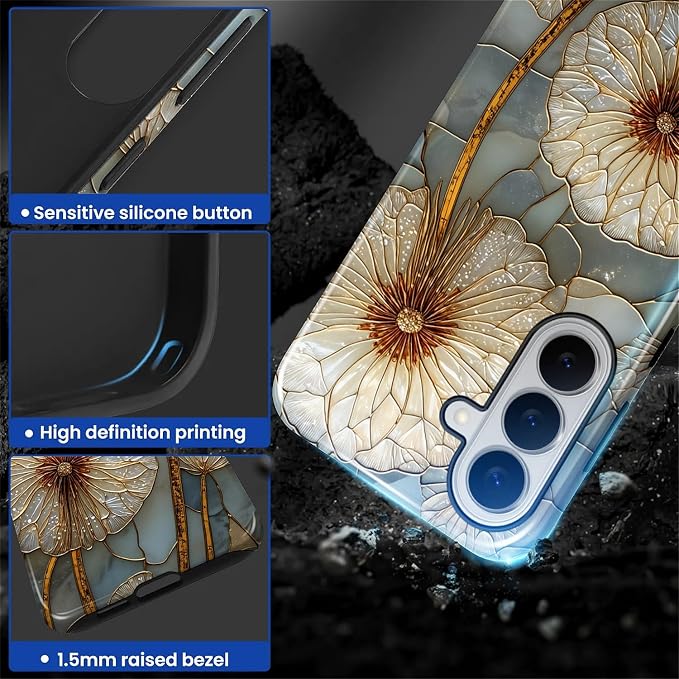 for Samsung Galaxy S26+ Case, Dandelion Stained Glass Pattern Glossy 2 in 1 - Image 3