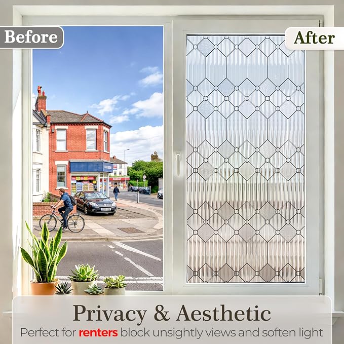 SUNBABY Reeded Glass Window Privacy Film, Decorative Frosted Glass Window Film - Image 3