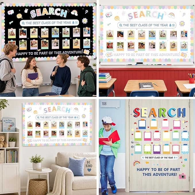 Photo Display Bulletin Board Kit Welcome Back to School Search Pastel Rainbow - Image 6