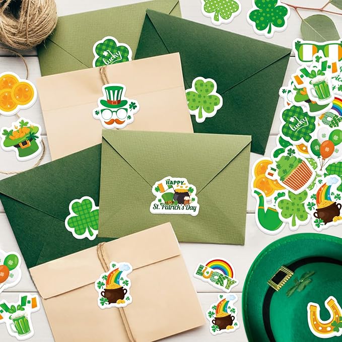 300Pcs St. Patrick’s Day Foam Stickers, Self-Adhesive Lucky Shamrock Clover - Image 2