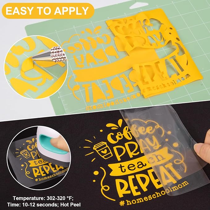 VINYL FROG Yellow Heat Transfer Vinyl Roll 12" x12ft Matte HTV Vinyl | Yellow - Image 3