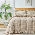 Gingham Duvet Cover Queen Size, 3 Pieces Soft Breathable Microfiber Plaid by Kisswish
