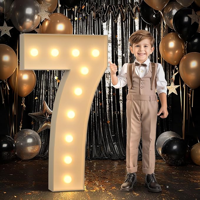 imprsv 4FT Marquee Number 7 Light up Number 7th Birthday Decorations Large by Letsmakeitimpressive