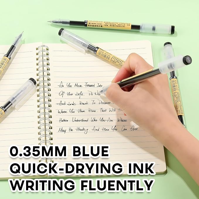 Japanese Style Black Blue Gel Ink Pens, 0.35mm Extra Fine Point, No Smudge - Image 2