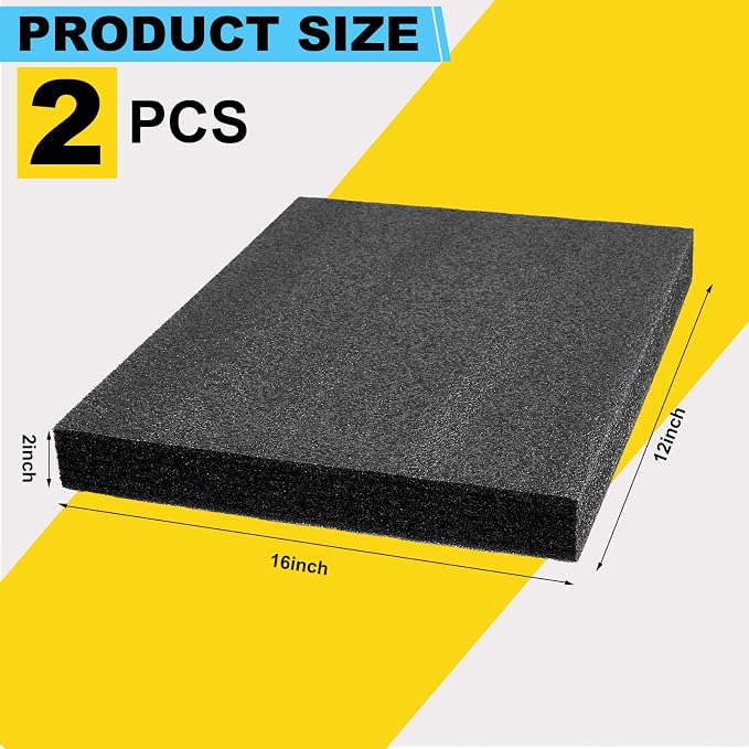 Treela 2 Pcs Customizable Polyethylene Foam Sheets 16x12x2" Black Thick - Image 2